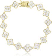 The Lovery Fine Jewelry Mother of Pearl CZ Clover Bracelet