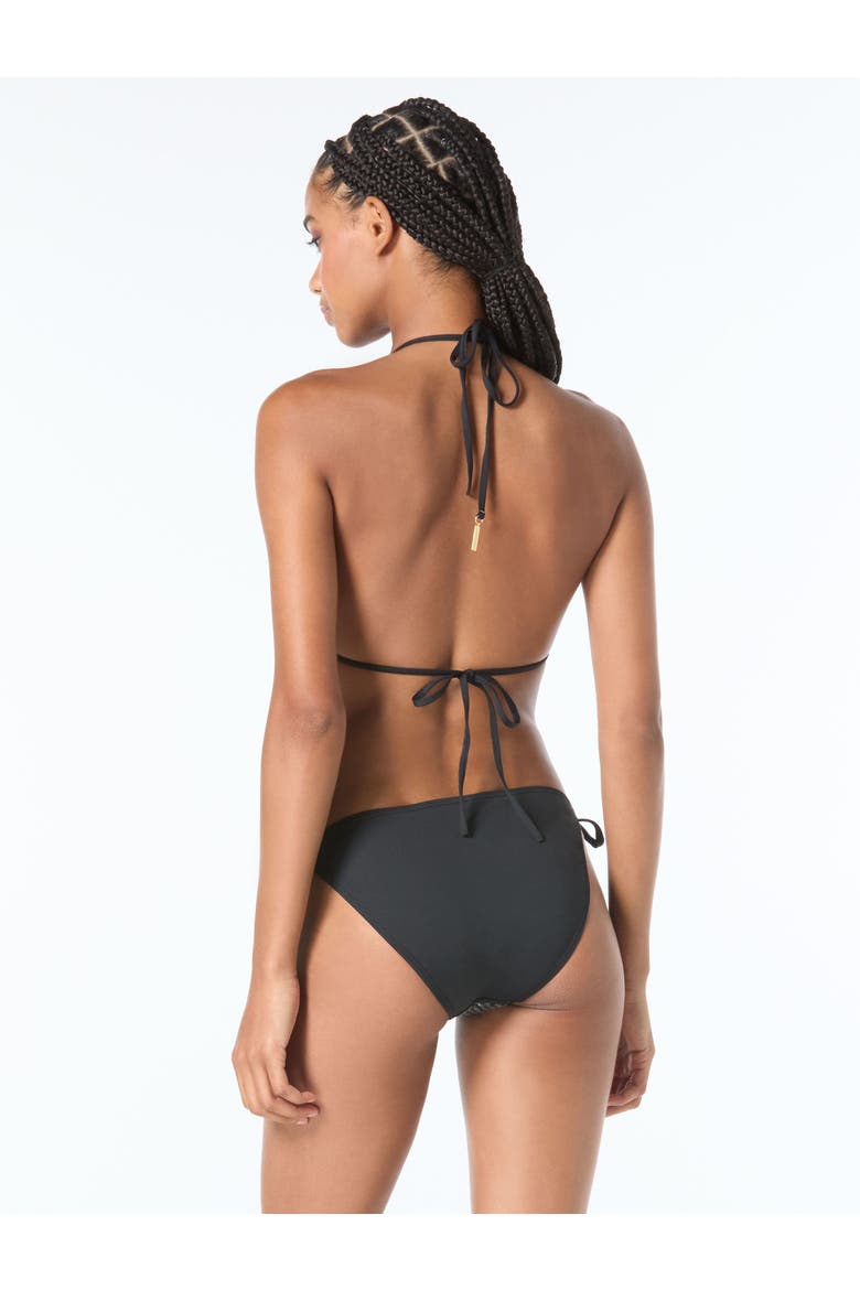 Sequin String Triangle Bikini Swim Top, Alternate, color, Black