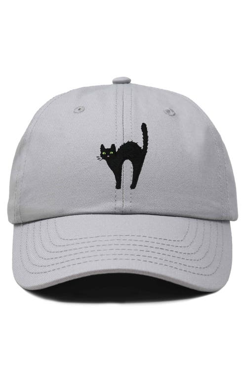 Dalix Black Cat Embroidered Casual Hat In Gray