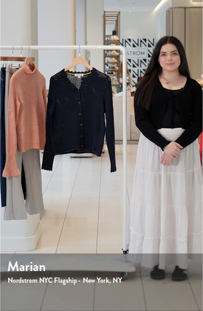 Scalloped Open Knit Cotton Cardigan, sales video thumbnail