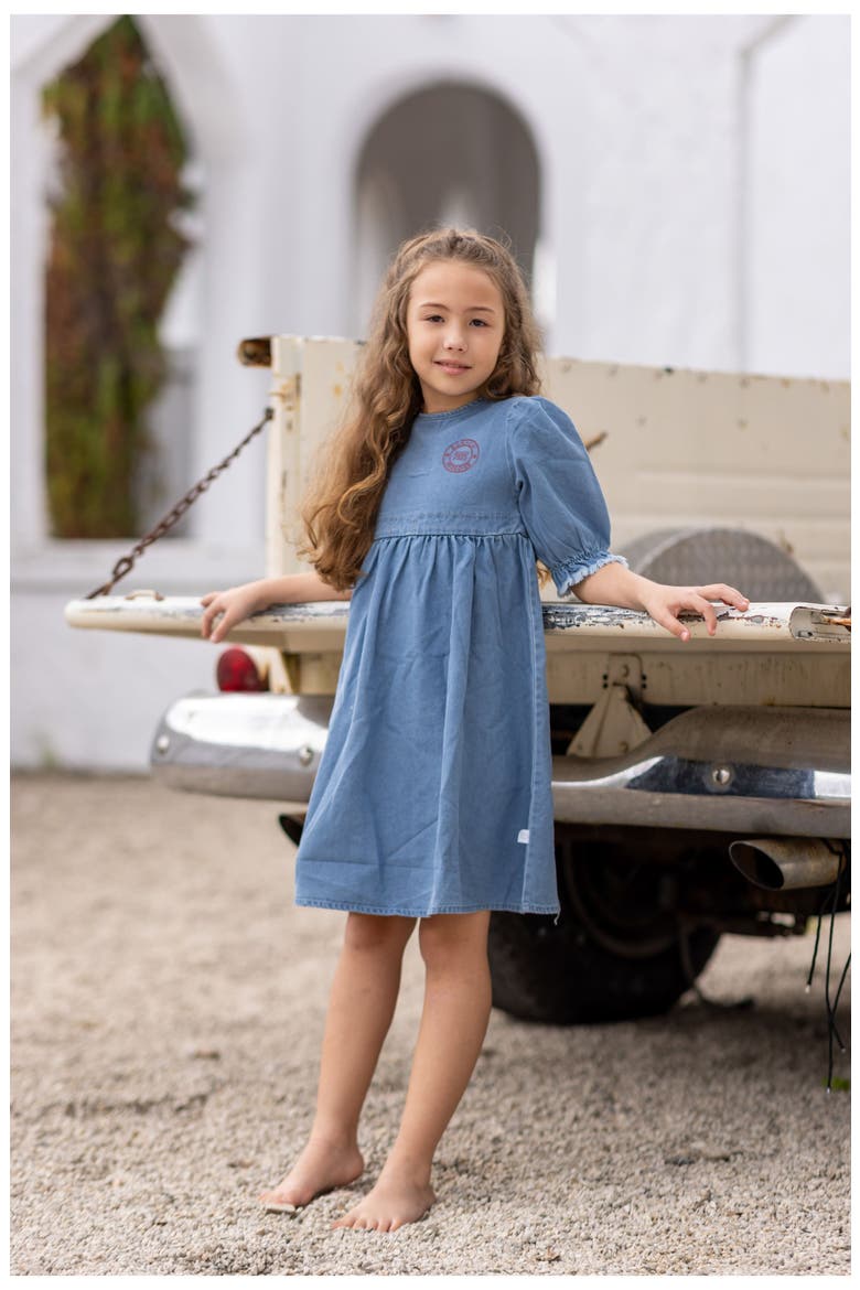 Denim 3/4 Sleeve Dress for Girl, Alternate, color, Blue