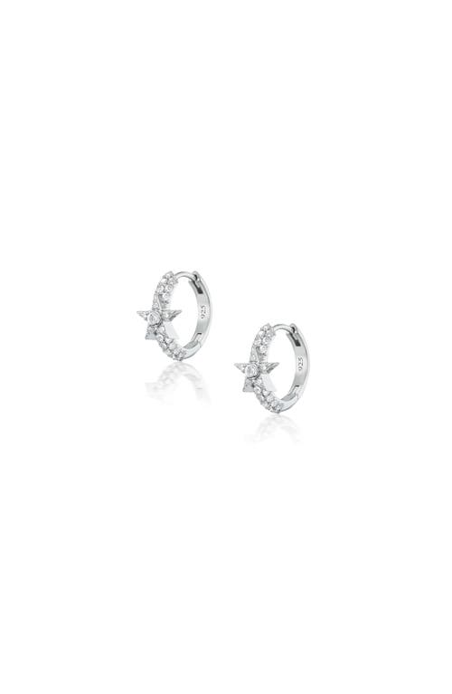 Sheryl Lowe 3 Row Huggie With Diamond Star In Sterling Silver