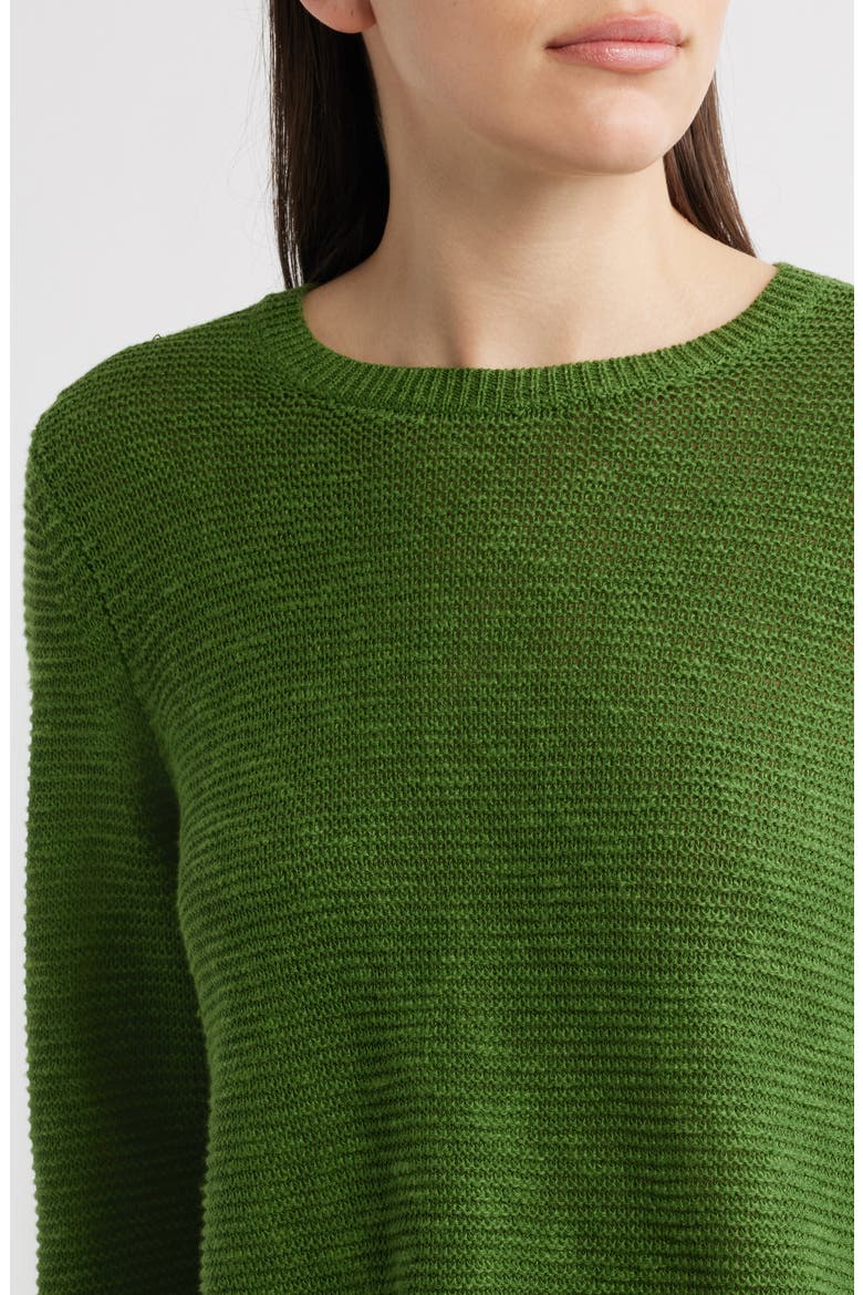 Textured Crewneck Organic Linen & Cotton Sweater, Alternate, color, FIELD