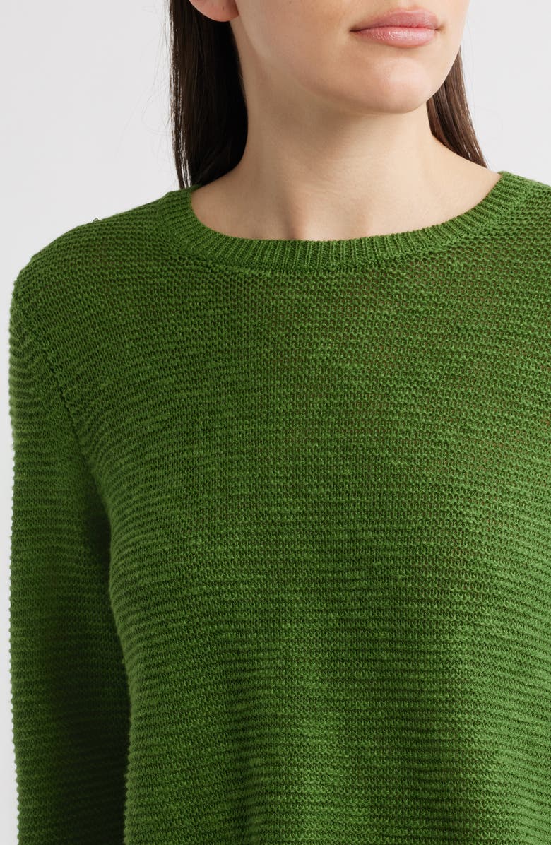 Eileen Fisher Textured Crewneck Organic Linen & Cotton Sweater, Alternate, color, Field