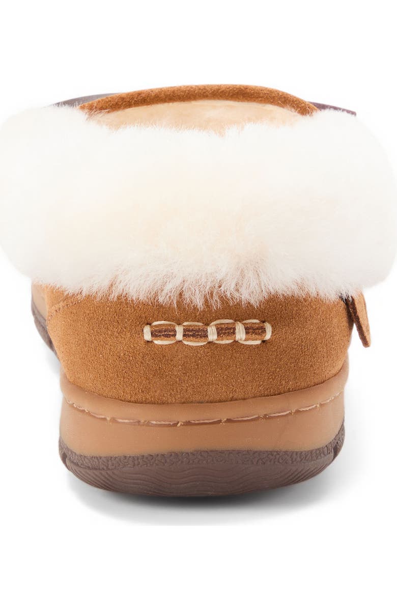 DEARFOAMS Fireside Gladstone Genuine Shearling Moccasin with Stitching, Alternate, color, Chestnut