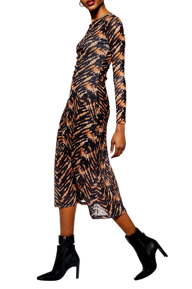 Tie Dye Mesh Midi Dress, Alternate, color, BLACK MULTI