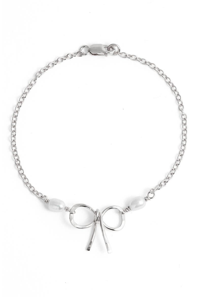 Ellie Bow Bracelet, Main, color, STERLING SILVER