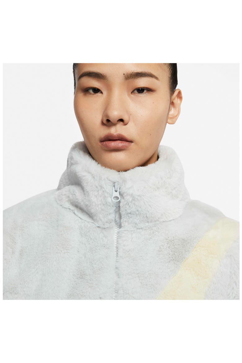 Sportswear Faux Fur Swoosh Jacket, Alternate, color, PHOTON DUST/ CASHMERE