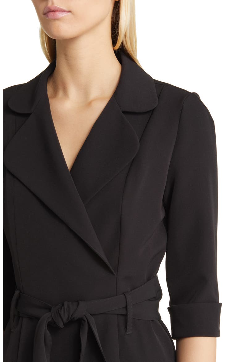 Lucinda Faux Wrap Coat Dress, Alternate, color, BLACK