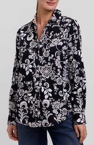 Foxcroft Margie Daisy Cotton Button-Up Shirt