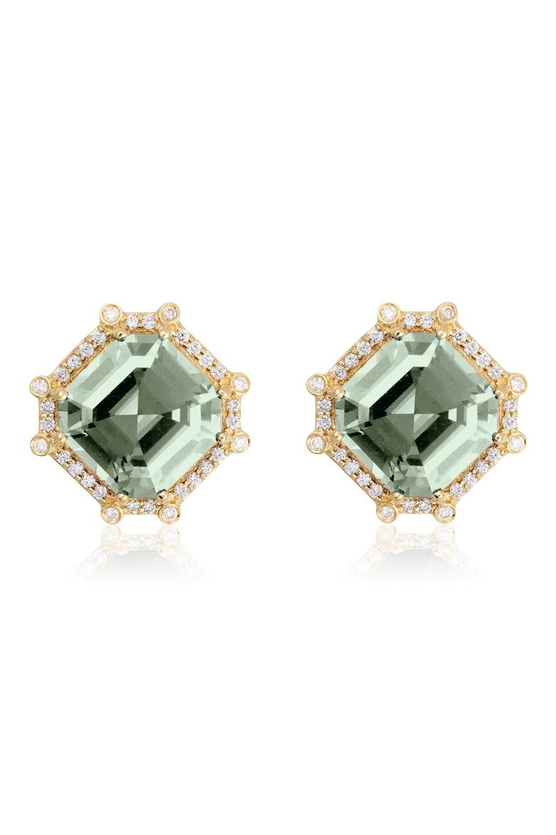 Asscher Cut Stone Stud Earrings, Main, color, TRANSLUCENT GREEN