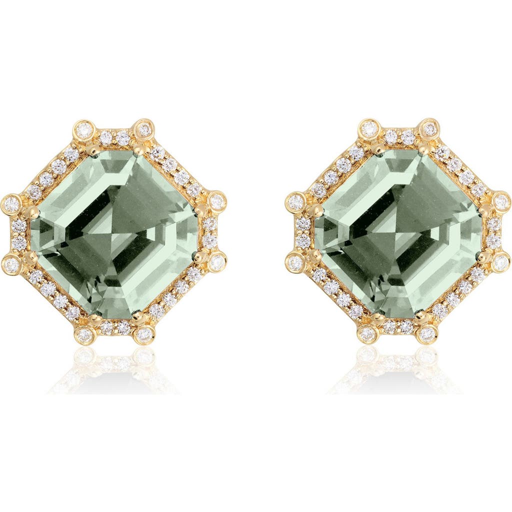 Goshwara Asscher Cut Stone Stud Earrings In Green