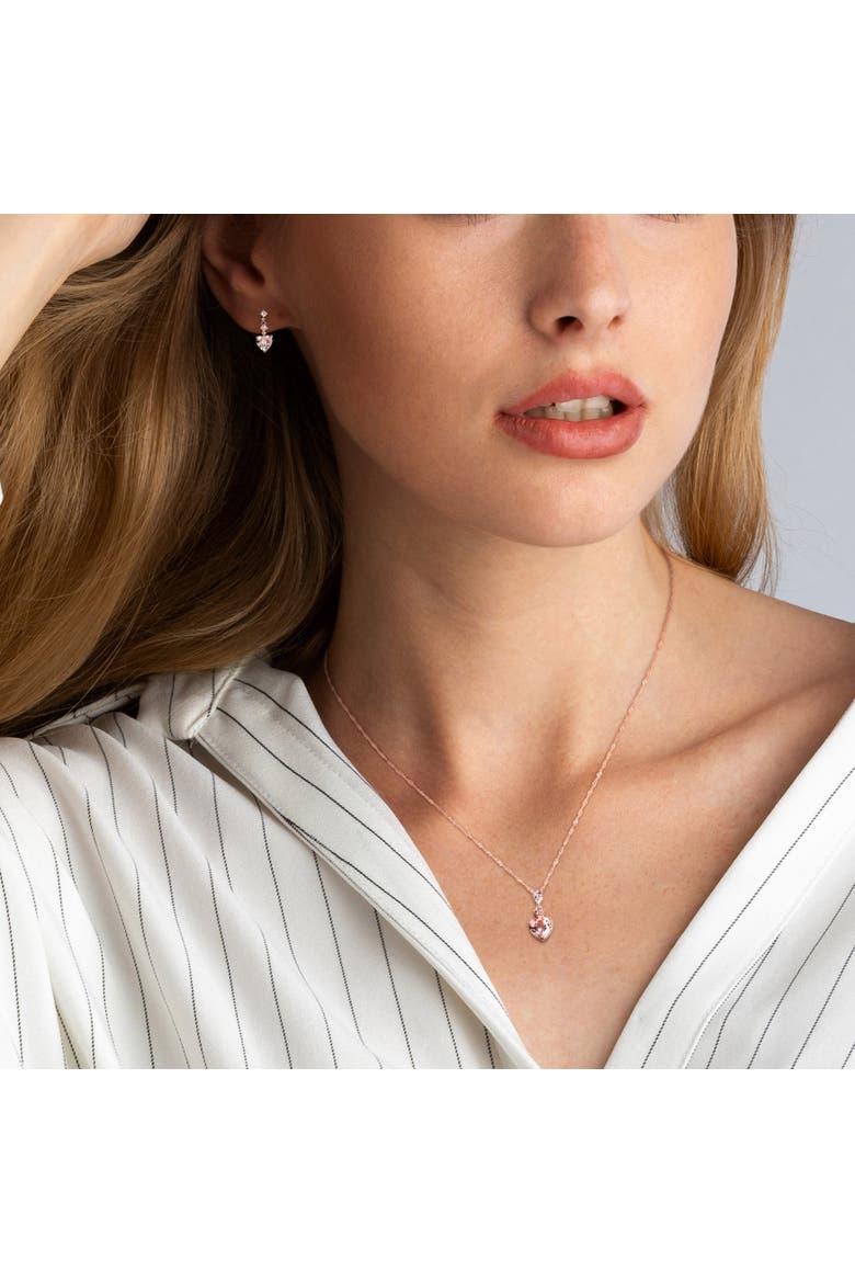 2-Piece Set Morganite Heart Earrings & Necklace, Alternate, color, Morganite