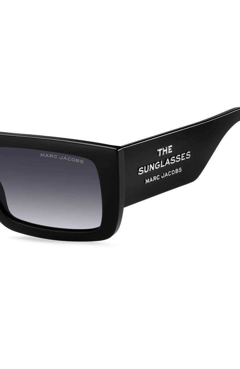Marc Jacobs 53mm Gradient Rectangular Sunglasses, Alternate, color, Black/ Dark Grey Sf