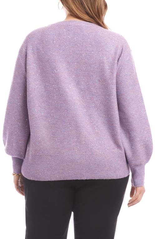 Karen Kane Sequin V-neck Sweater In Purple