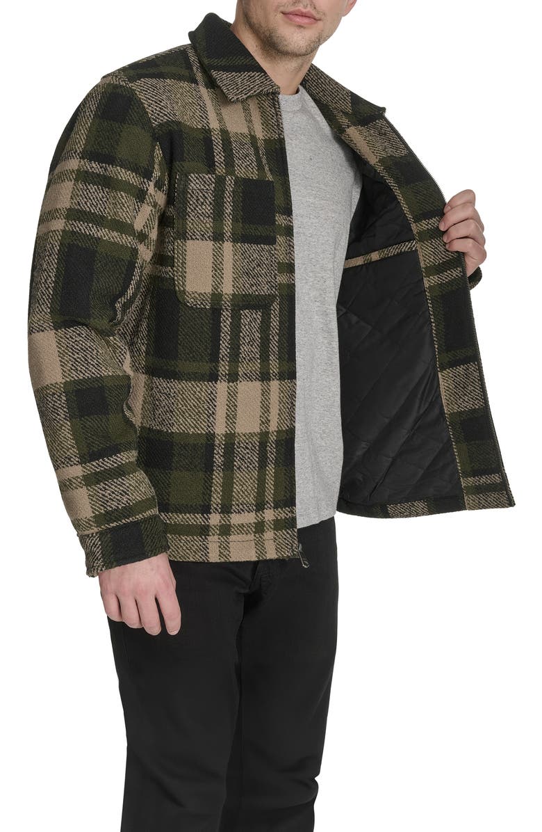 Levi's Zip Front Plaid Shacket, Alternate, color, Green/ Black
