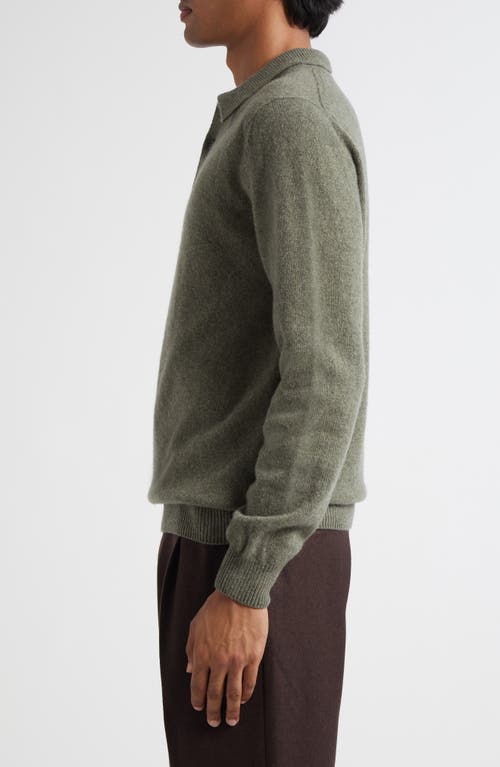 Sunspel Lambswool Polo Sweater In Green