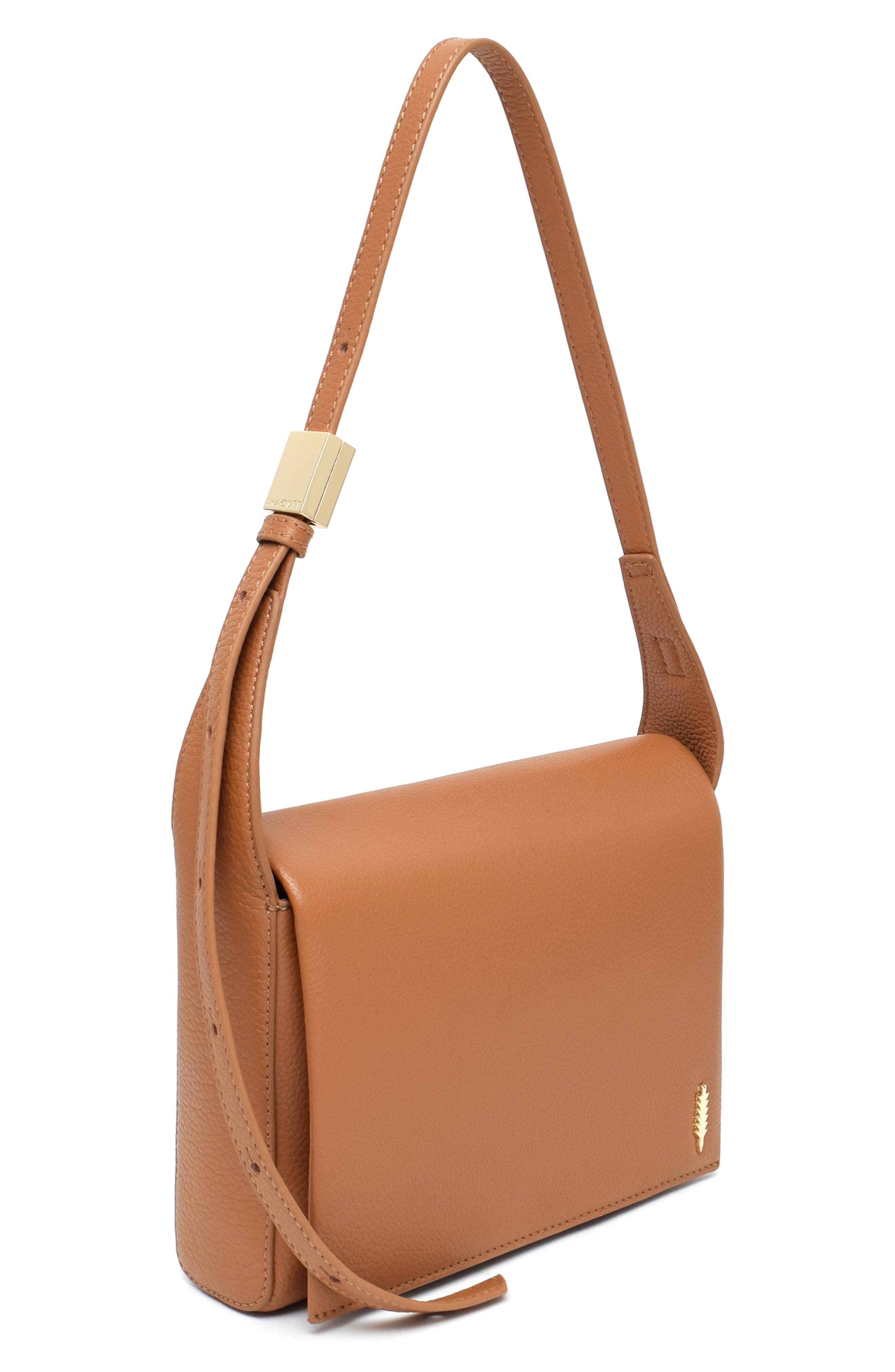 Thacker Jennie Flap Pebbled Leather Crossbody Bag, Alternate, color, Cognac