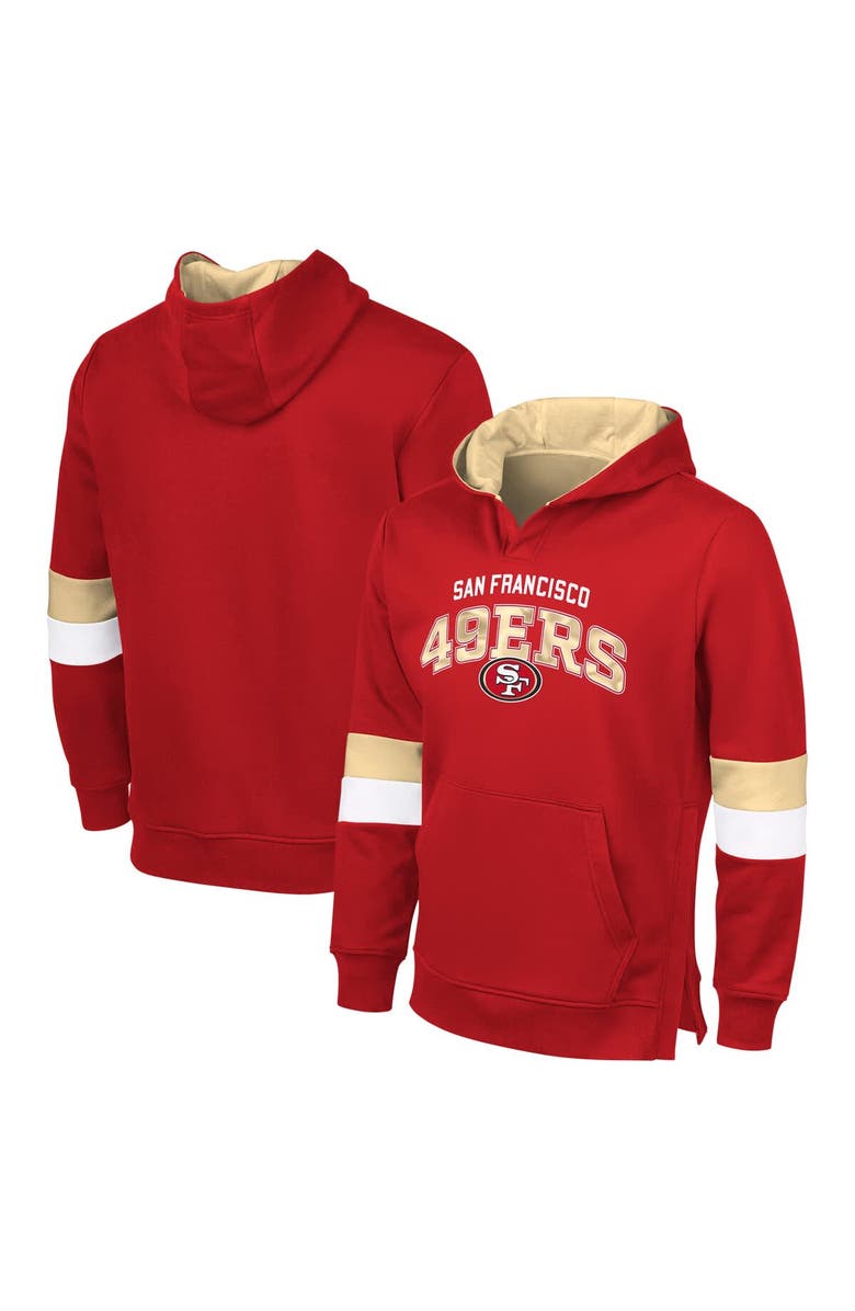 G-III SPORTS BY CARL BANKS Men's G-III Sports by Carl Banks Scarlet/Gold San Francisco 49ers Adaptive Faceoff Pullover Hoodie, Main, color, 