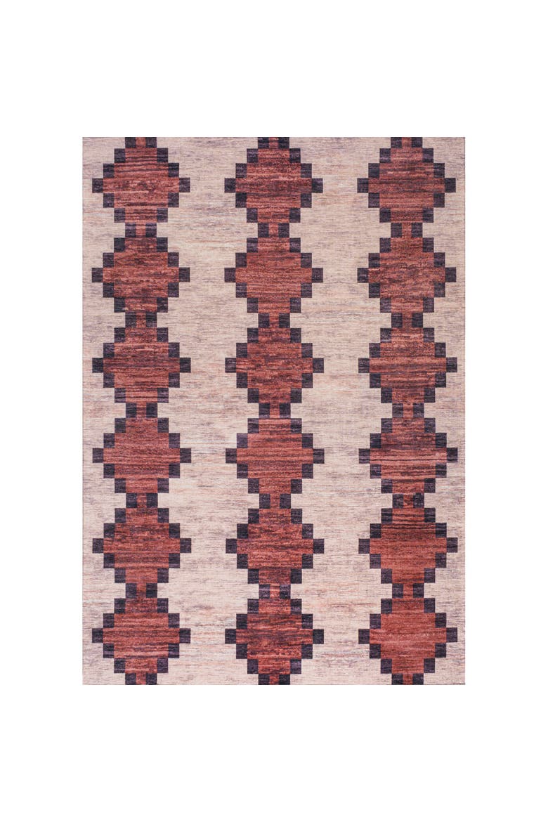 Timantii Modern Trellis Kilim Machine-Washable Area Rug, Alternate, color, Red/Ivory
