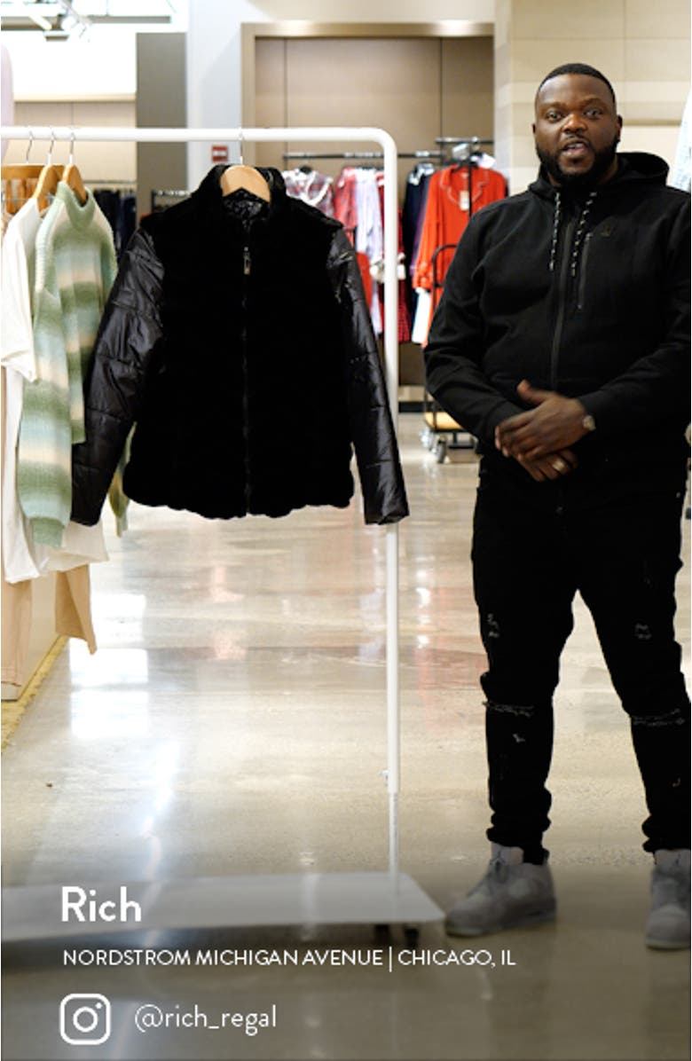 Zip Front Faux Fur Reversible Puffer Jacket, sales video thumbnail