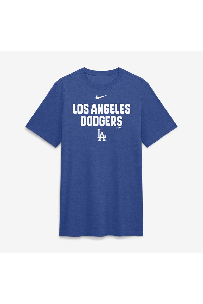 Men's Nike Heather Royal Los Angeles Dodgers Stacked Tri-Blend T-Shirt, Alternate, color, Heather Royal