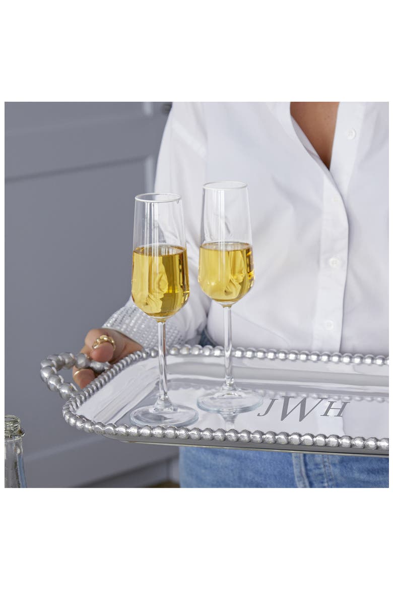Fine Line Set of 4 Glass Champagne Flutes, Alternate, color, CLEAR