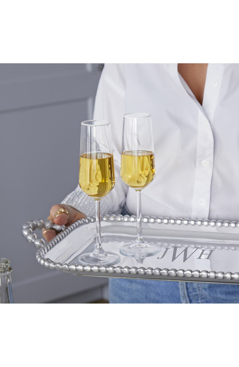 Mariposa Fine Line Set of 4 Glass Champagne Flutes, Alternate, color, Clear