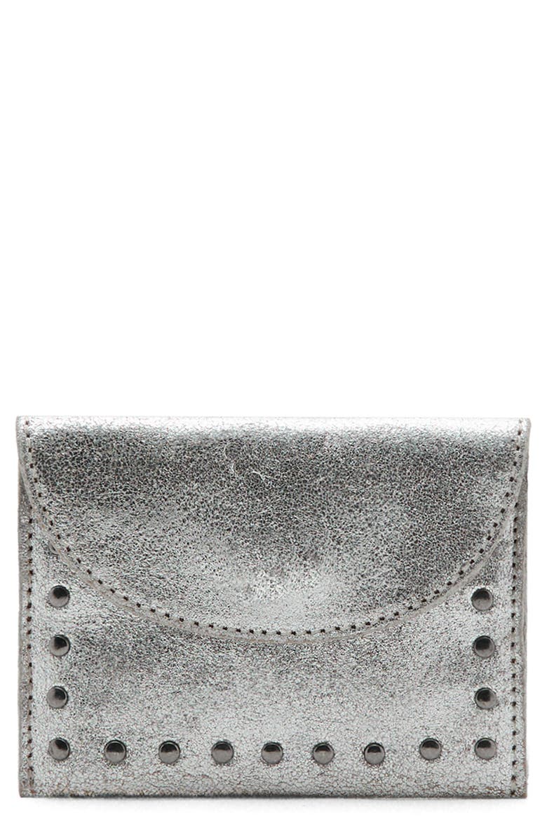 MANGO TEEN Studded Leather Coin Pouch, Main, color, Silver