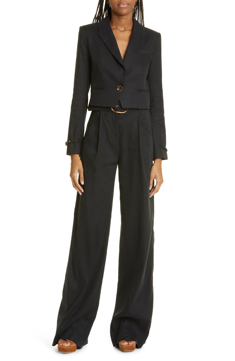 Veronica Beard Rimini Belted Wide Leg Linen Blend Trousers, Alternate, color, 