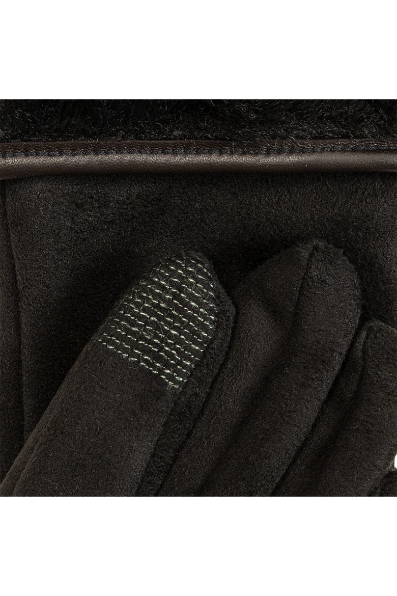 Stretch Suede Fold-Up Faux Fur Cuff Gloves, Alternate, color, Black