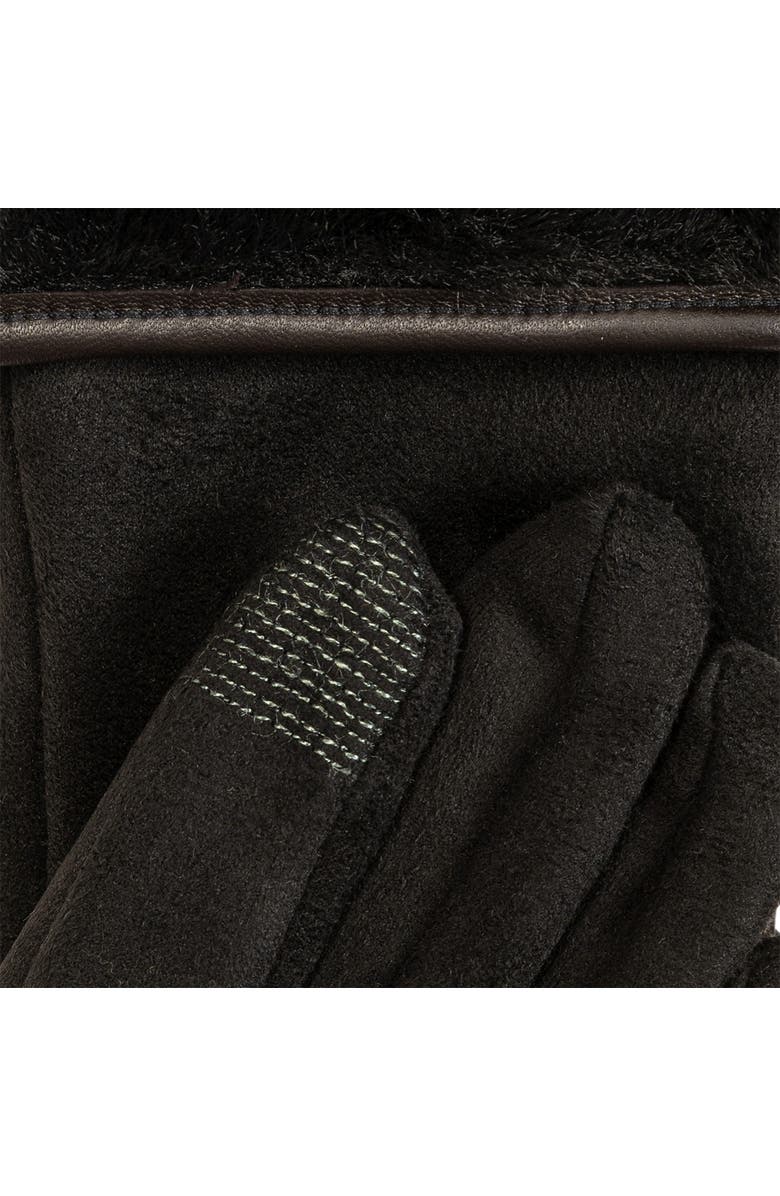 Echo Stretch Suede Fold-Up Faux Fur Cuff Gloves, Alternate, color, Black