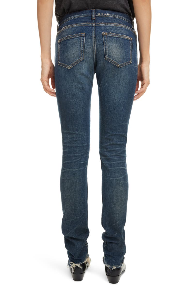 Saint Laurent Distressed Skinny Jeans, Alternate, color, 