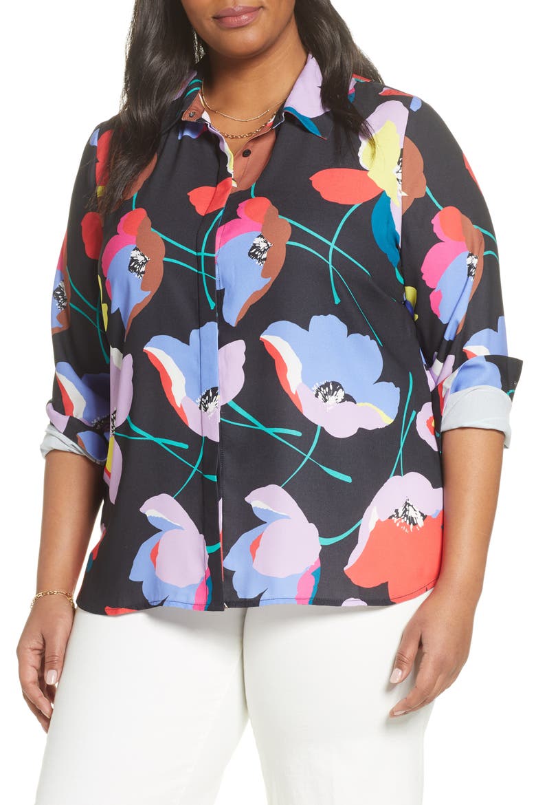 Button-Up Shirt, Main, color, BLACK MULTI FLORAL