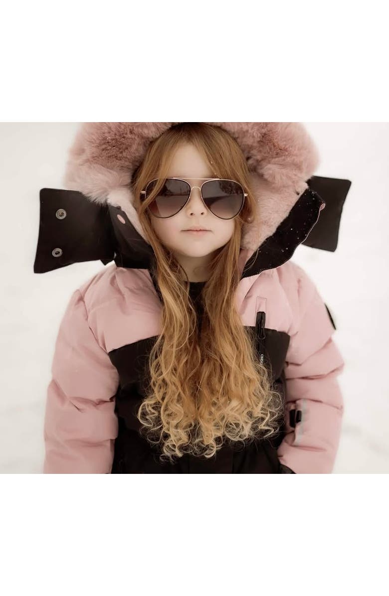 ÖSNO Angel Luxury Snowsuit Complete With Plush Blush Fur Accents, Alternate, color, With Open Pink Fur