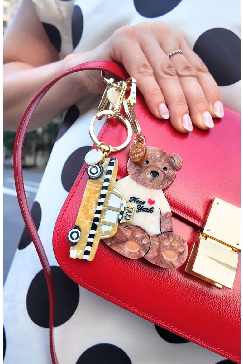 New York Teddy Bear Key Chain, Alternate, color, BROWN