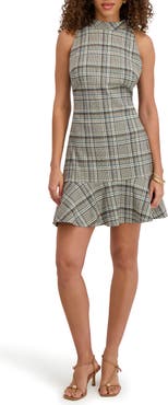 Kensie Sleeveless Lurex Plaid Minidress