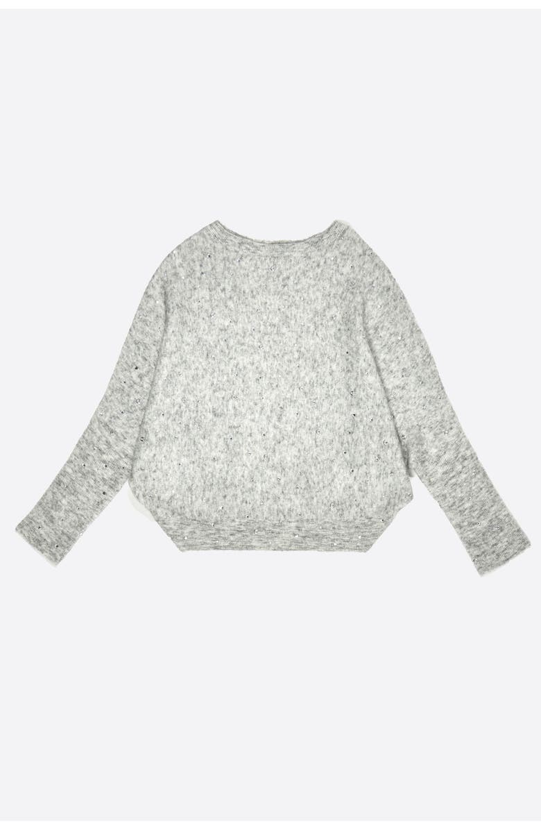 Bimba y Lola Rhinestone Wool Batwing Sleeve Sweater, Alternate, color, Light Grey