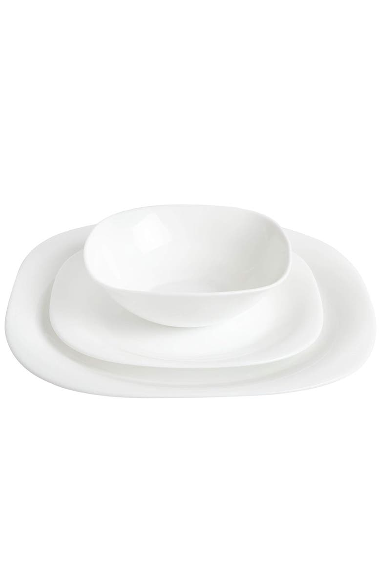 Piazza 12 Piece Tempe Opal Glass Dinnerware Set, Alternate, color, White