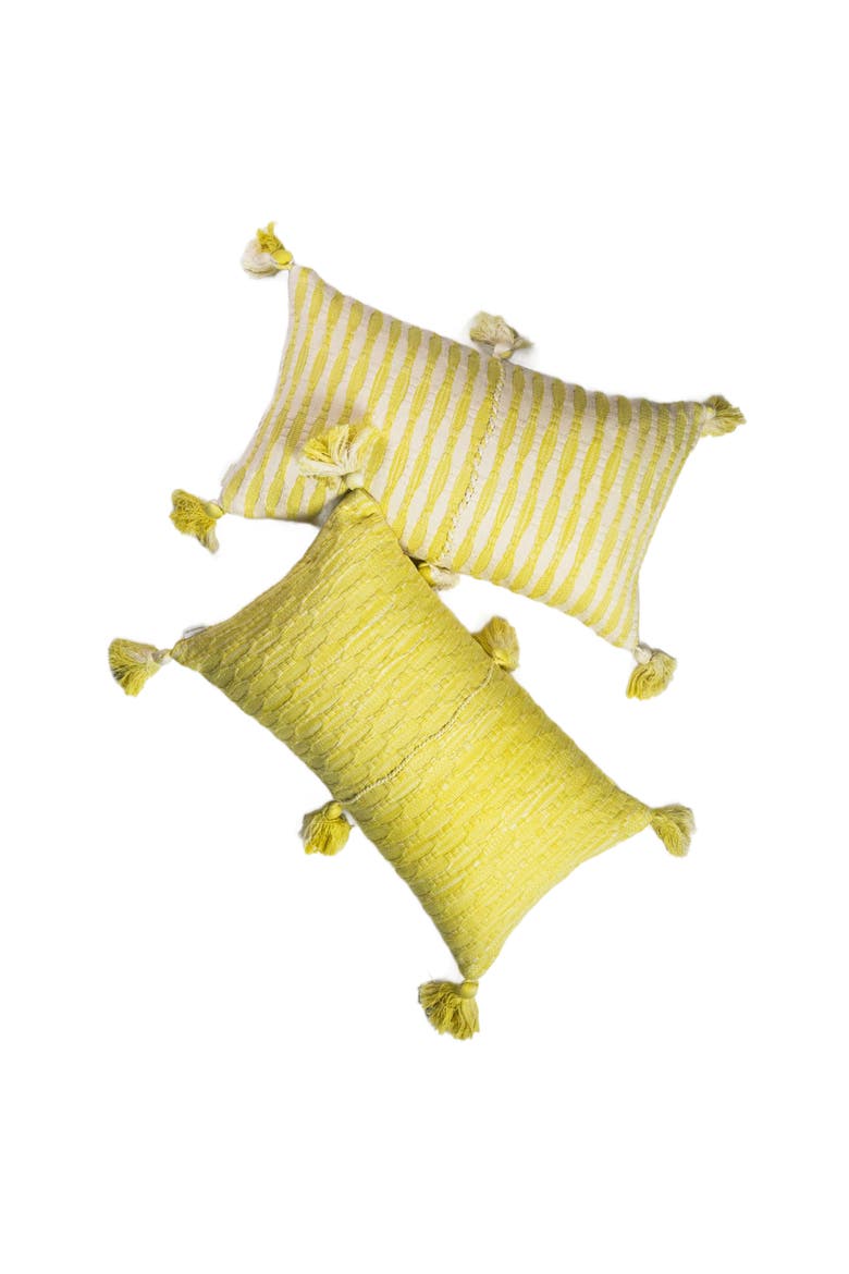Antigua Naturally Dyed Solid Handwoven Cotton Throw Pillow, Alternate, color, Faded Yellow Solid