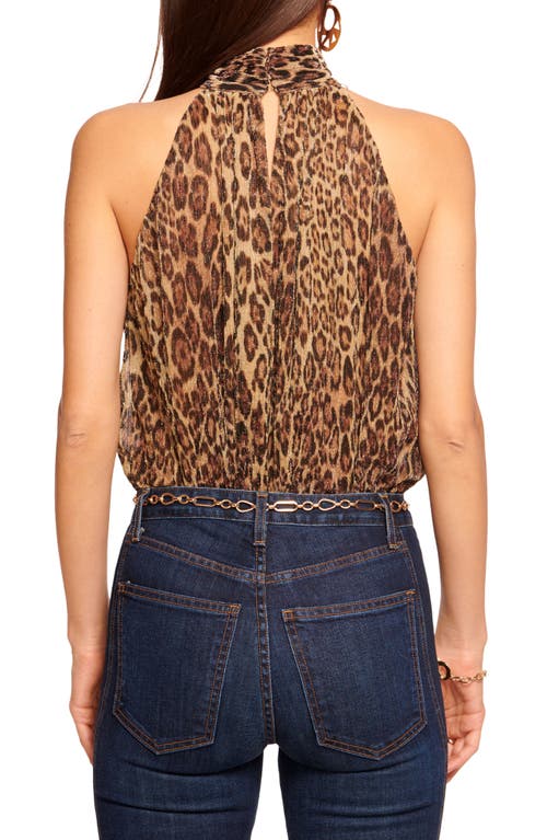 Ramy Brook Lilla Metallic Leopard Print Top In Brown