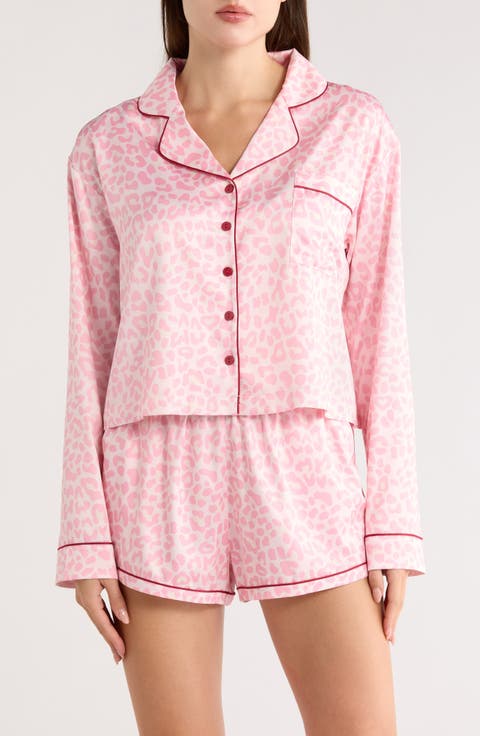 Morning Dew Long Sleeve Satin Short Pajamas