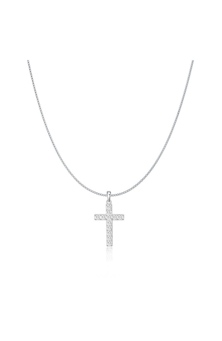 Donatello Gian Sterling Silver Crystal Cross Necklace, Main, color, Silver