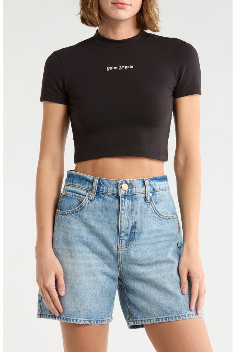 Logo Crop Graphic T-Shirt, Main, color, BLACK WHITE