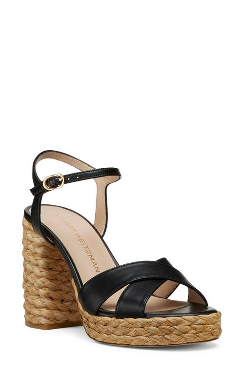 Stuart Weitzman Dayna Leather Crisscross Platform Sandals In Black/natural