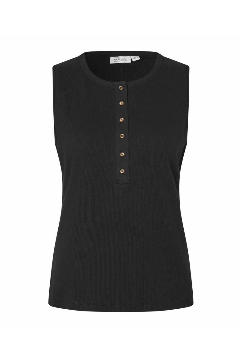 MaEmelina Button Up Vest Top, Alternate, color, Black