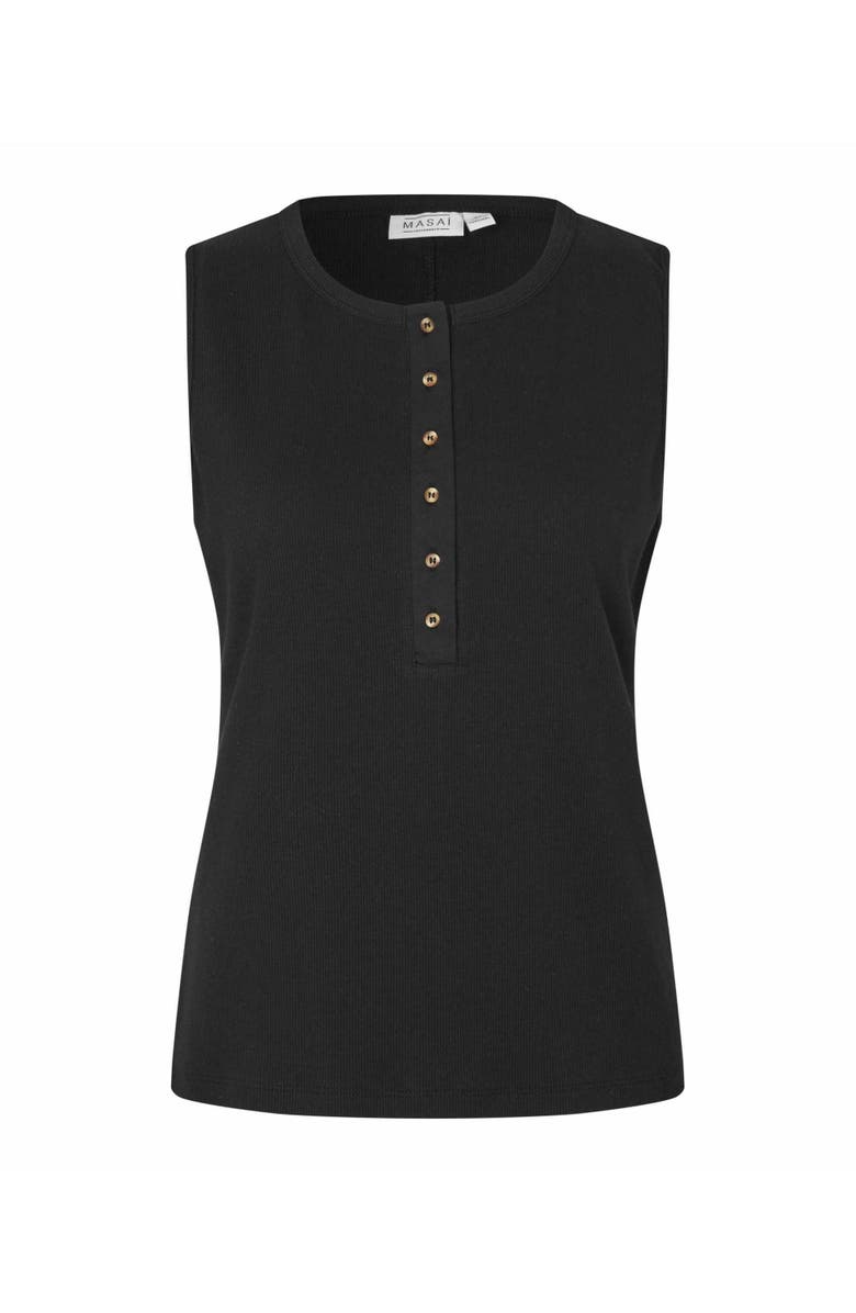 Masai Copenhagen MaEmelina Button Up Vest Top, Alternate, color, Black