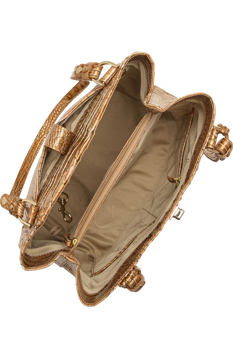 Brahmin Fiora Croc Embossed Leather Bucket Bag, Alternate, color, Driftwood