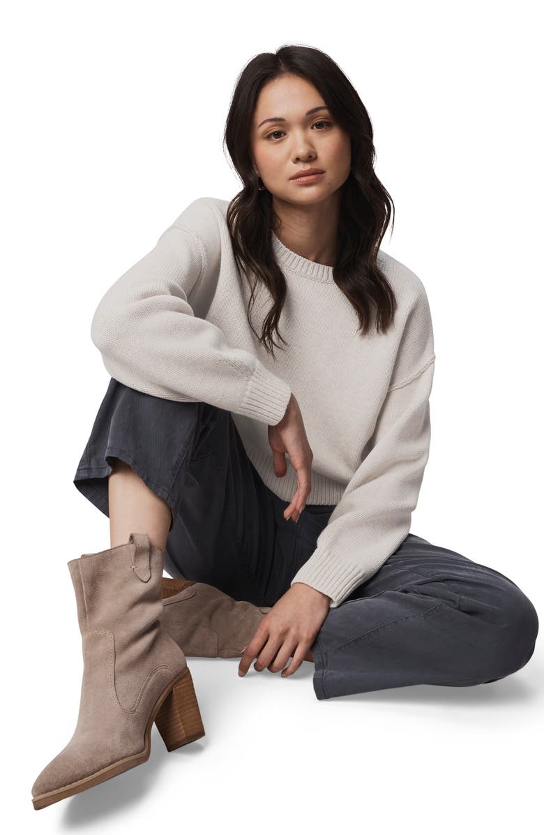 Splendid Delaney Crewneck Cotton Blend Sweater, Alternate, color, Pale Oak White Heather