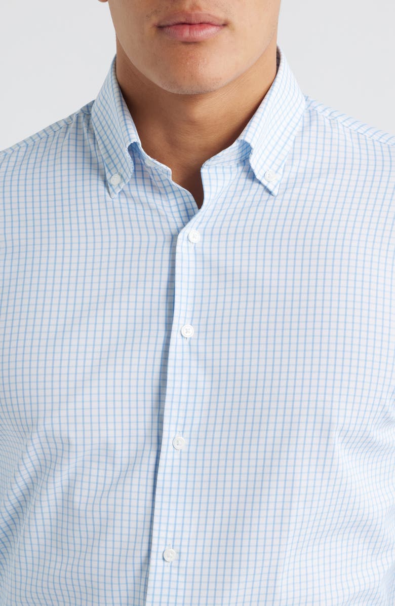 Peter Millar Hanford Check Performance Twill Button-Down Shirt, Alternate, color, Cottage Blue